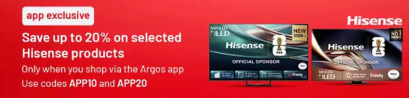 Argos catalogue in Newmarket | Save Up To 20% On Selected Hisense Products | 2026-08-14T00:00:00.000Z - 2026-08-28T00:00:00.000Z