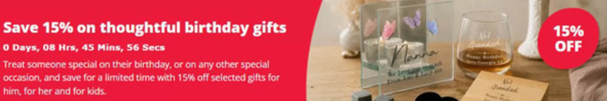 Card Factory catalogue | Save 15% On Thoughtful Birthday Gifts | 2026-09-14T00:00:00.000Z - 2026-10-03T00:00:00.000Z