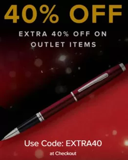 Cross catalogue | 40% Off Extra 40% Off On Outlet Items | 2026-09-17T00:00:00.000Z - 2026-10-05T00:00:00.000Z
