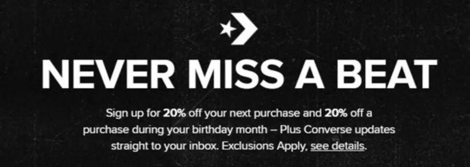 Converse catalogue | Never Miss A Beat | 2026-10-01T00:00:00.000Z - 2026-10-21T00:00:00.000Z