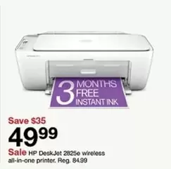 HP - DeskJet 2825e wireless all-in-one printer