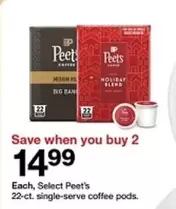 Peet's - Select  22-ct. single-serve coffee pods