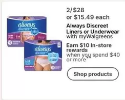 Always - Discreet Liners or Underwear