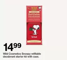 Snoopy refillable deodorant starter kit with case