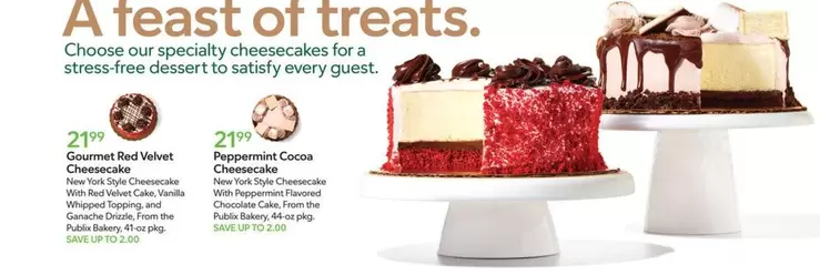 New York - Gourmet Red Velvet Cheesecake, Peppermint Cocoa Cheesecake