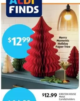 Holiday Paper Tree, Metal Candleholders