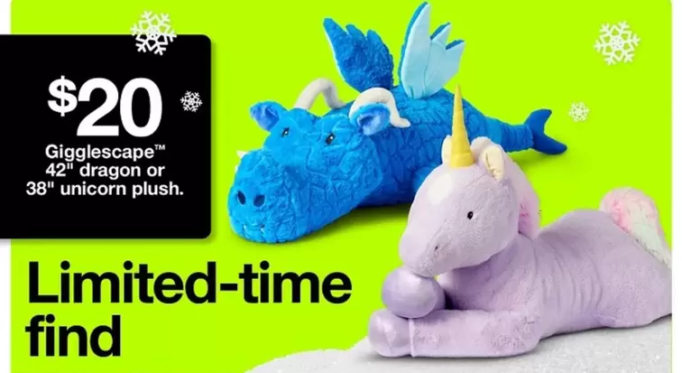 Plush - 30 dragon or 20" unicorn plush