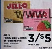 Jell-O - Family Size Gelatin or Pudding Mix
