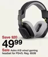 Astro A10 wired gaming headset for PS4/5