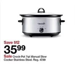 Crock-Pot - 7qt Manual Slow Cooker Stainless Steel