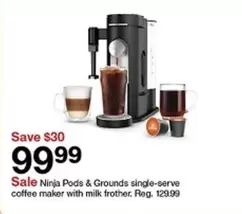 Ninja - Pods & Grounds single-serve coffee maker with milk frother