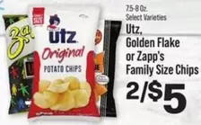 Utz - Golden Flake or Zapp's Family Size Chips