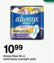 Always - Maxi 36-ct. extra-heavy overnight pads