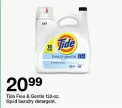 Tide - Free & Gentle 132-oz. liquid laundry detergent
