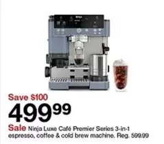 Ninja - Luxe Café Premier Series 3-in-1 espresso, coffee & cold brew machine