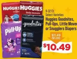 Huggies - Goodnites, Pull-Ups, Little Movers or Snugglers Diapers