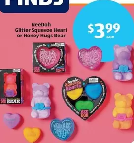 Glitter Squeeze Heart or Honey Hugs Bear