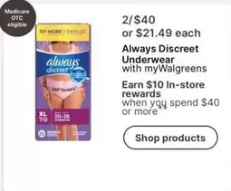 Always - Discreet Underwear