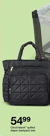 Quilted Diaper Backpack Tote