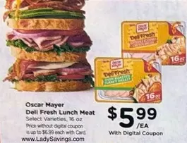 Oscar Mayer - Deli Fresh Lunch Meat