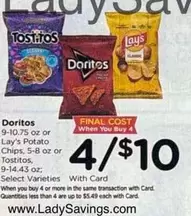 Tostitos - Doritos or Lay's Potato Chips or