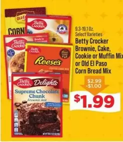 Betty Crocker - Brownie, Cake, Cookie or Muffin Mix or Old El Paso Corn Bread Mix