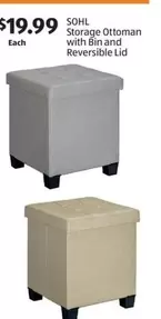Storage Ottoman with Bin and Reversible Lid