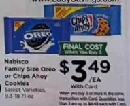 Nabisco - Family Size Oreo or Chips Ahoy Cookies