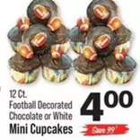 Football Decorated Chocolate or White Mini Cupcakes