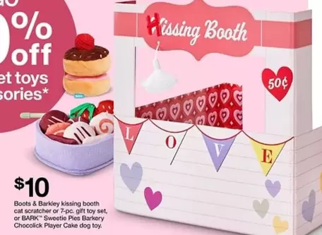 kissing booth cat scratcher, gift toy set, Sweetie Pies Bakery Chocolick Player Cake dog toy