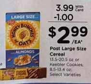 post - Large Size Cereal or Keebler Cookies