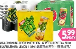 Apple - SPARKLING TEA DRINK SERIES - APPLE GREEN TEA/ZERO SUGAR LEMON/LEMON