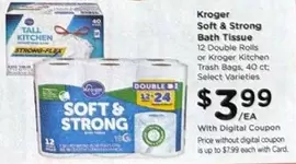 Soft & Strong Bath Tissue or Kitchen Trash Bags