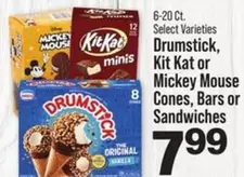 KitKat - Drumstick, Kit Kat or Mickey Mouse Cones, Bars or Sandwiches