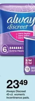 Always - Discreet 45-ct. women's incontinence pads