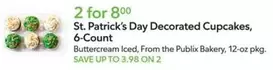 St. Patrick's Day Decorated Cupcakes, 6-Count