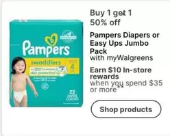 Pampers -  Diapers or Easy Ups Jumbo Pack