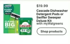 cascade - Dishwasher Detergent Pods or Sweeper Deluxe Kit