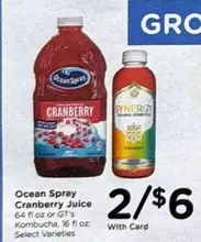 Ocean Spray - Cranberry Juice or Synergy Kombucha