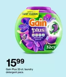 Gain - Plus laundry detergent pacs