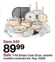 T-Fal - Simply Cook 20-pc. ceramic nonstick cookware set