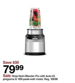 Ninja -  Nutri-Blender Pro with Auto-IQ programs & 1100-peak-watt motor