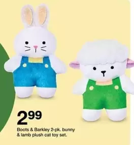 Plush - 2-pk. bunny & lamb plush cat toy set
