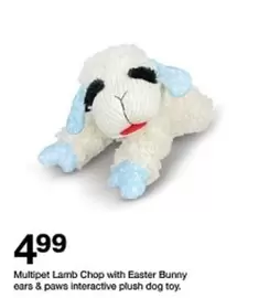 Plush - Multipet Lamb Chop with Easter Bunny ears & paws interactive plush dog toy
