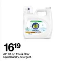 all - 118-oz. free & clear liquid laundry detergent