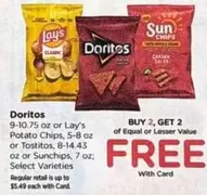 Lay's - Doritos or  Potato Chips or Tostitos or Sunchips