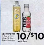Sparkling Ice or Hint Water