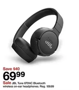 Tune 670NC Bluetooth wireless on-ear headphones