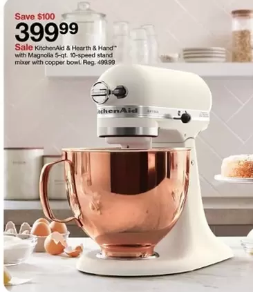 KitchenAid - & Hearth & Hand™ with Magnolia 5-qt. 10-speed stand mixer with copper bowl