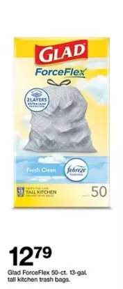 Glad - ForceFlex 50-ct. 13-gal. tall kitchen trash bags